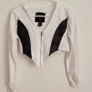 Thrill White and Black Zip-Up Jacket